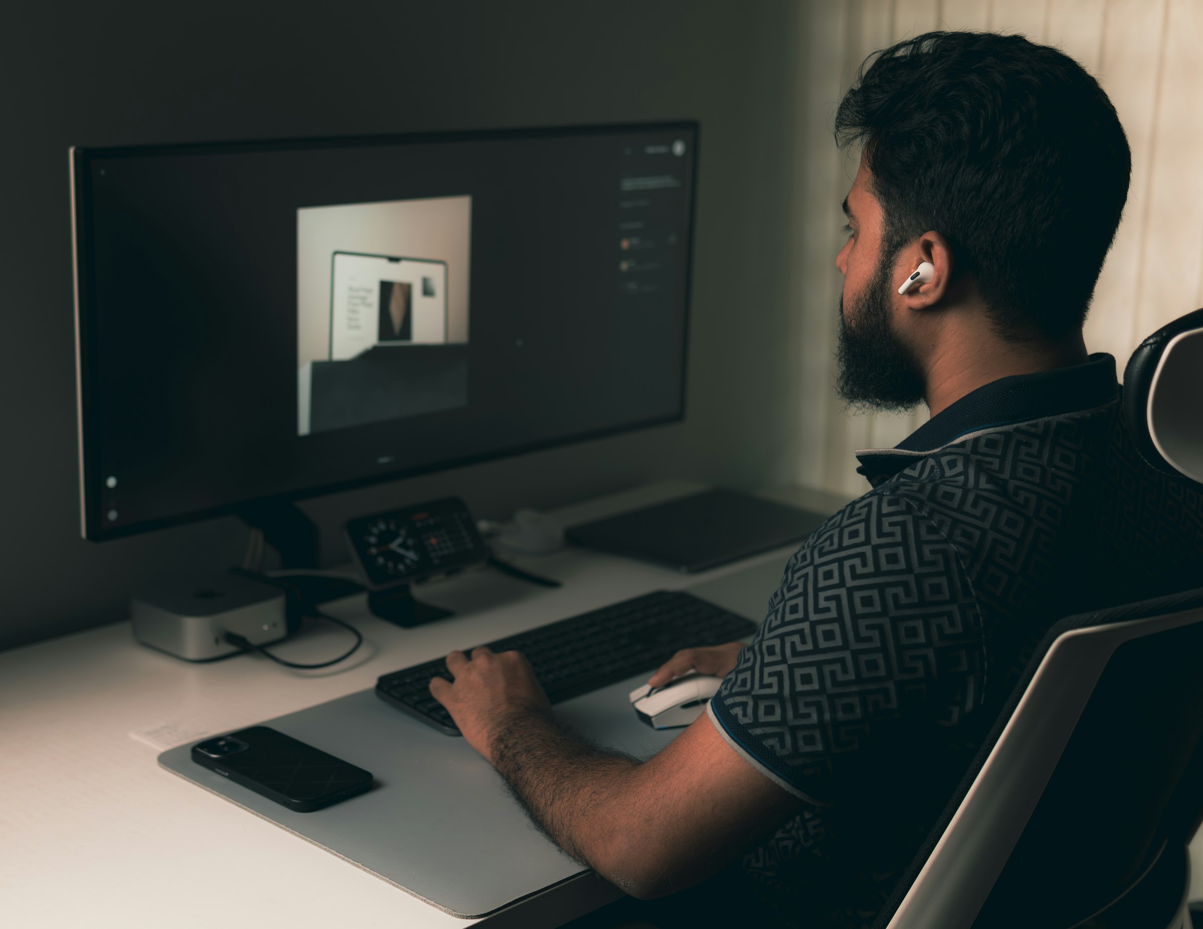 Designer’s workspace with a website layout in progress